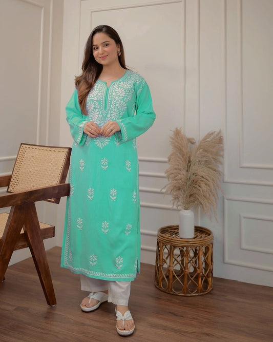 Elegant sky blue Printed Cotton Kurti